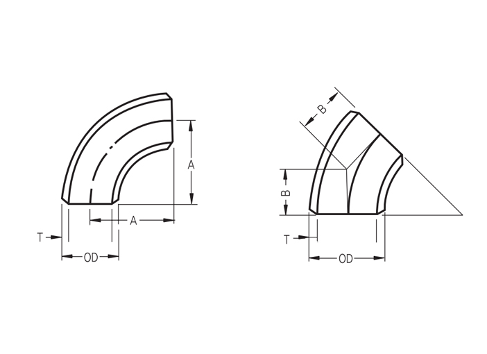 Carbon Steel ASME B 16.9 Elbow 45° 90°